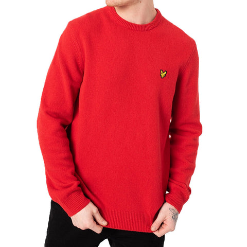Lyle & Scott Men's Lambswool Crew Neck Jumper - Geradine Red