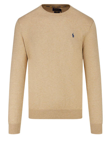 Ralph Lauren Men's 'POLO' Slim Fit Crewneck Jumper - Camel