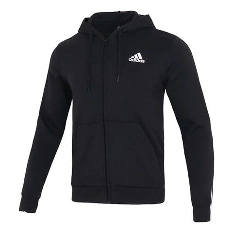 adidas Doubleknit 3-Stripes Full Zip Hoodie - Black/White