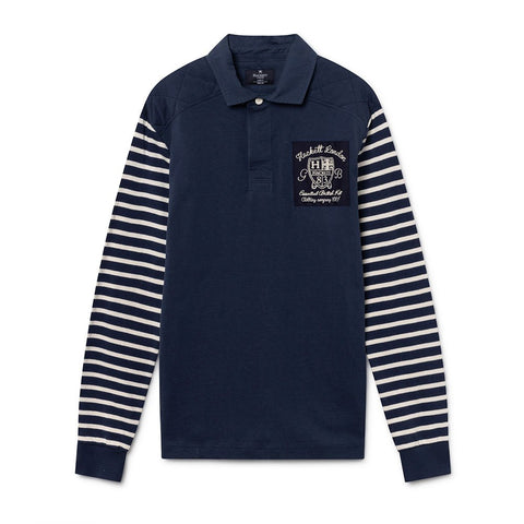Hackett London Nautical Rugby Long Sleeve Polo - Navy