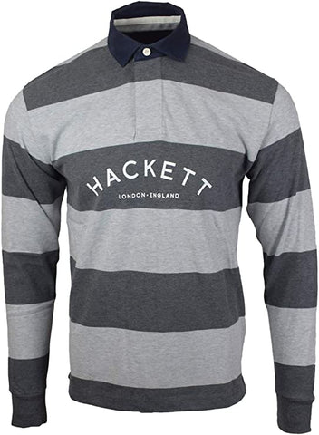 Hackett London Mr Classic Striped Rugby Top - Grey