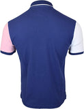 Hackett London Pieced Panel Polo - Navy/White/Pink