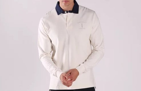 Hackett London Mr Classic Rugby Long Sleeve Polo - White