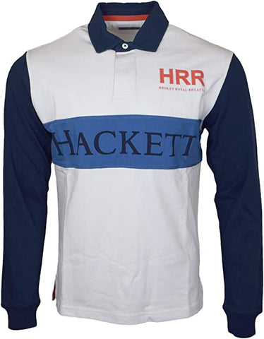 Hackett London HRR Hackett Panel Long Sleeve Polo - White